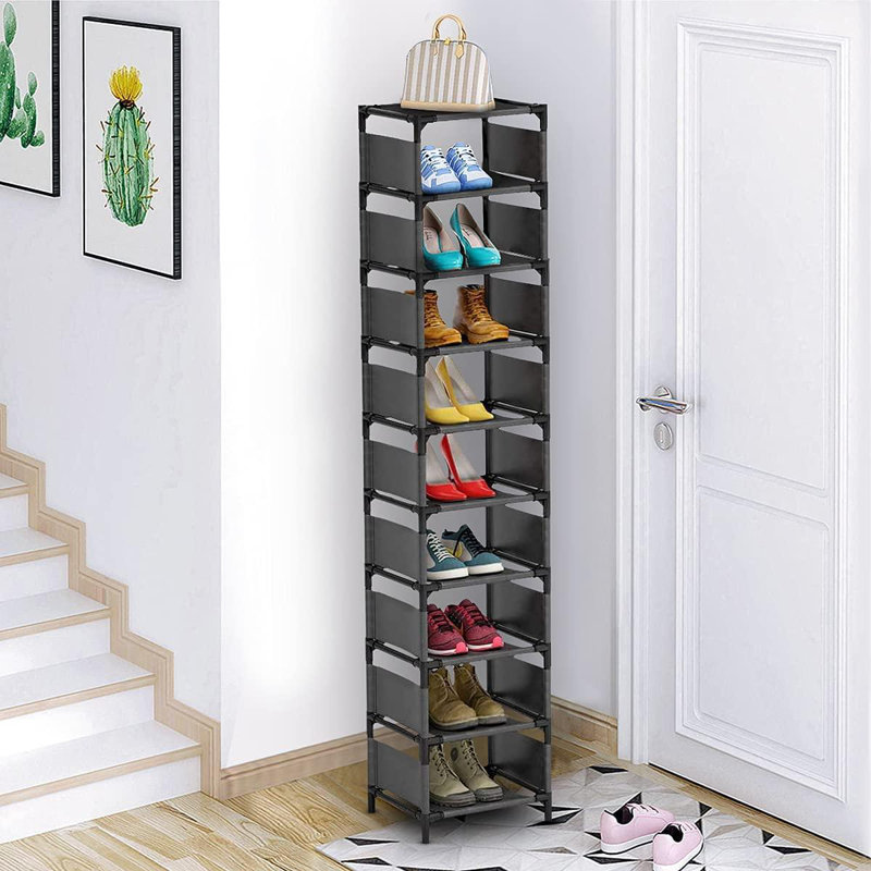 Rebrilliant 10 Tiers Shoe Rack, Space Saving Shoe Shelf Organizer, Tall